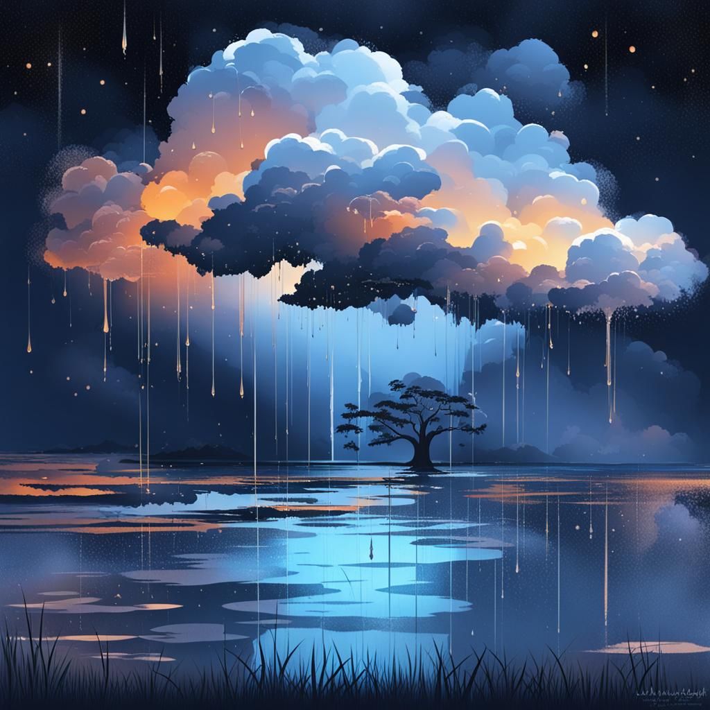 Photorealistic Raindrops in Late Afternoon Light