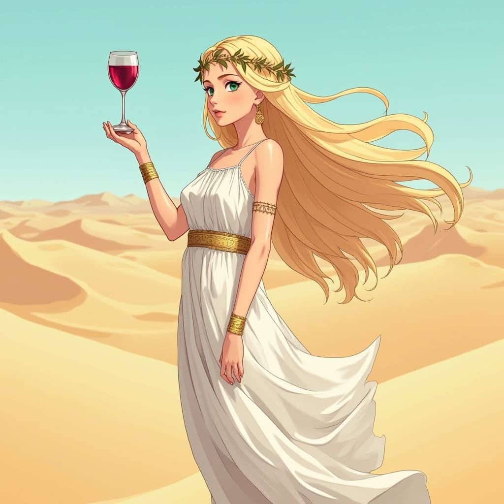 Anime Goddess in Ancient Greek Attire