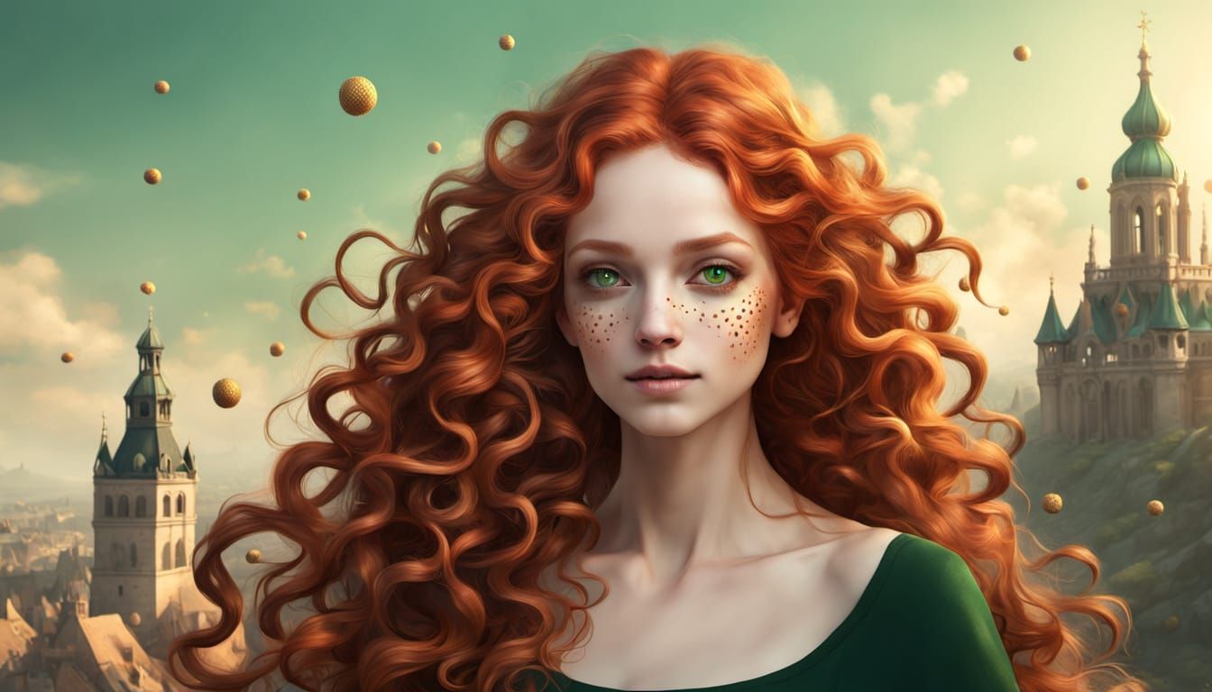 Woman in Polka Dot Vortex, Surreal Digital Art