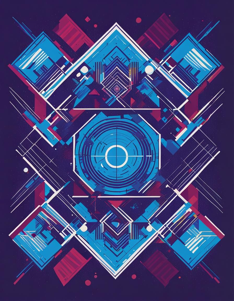 Abstract Geometric T-Shirt Design in Pop Art Style