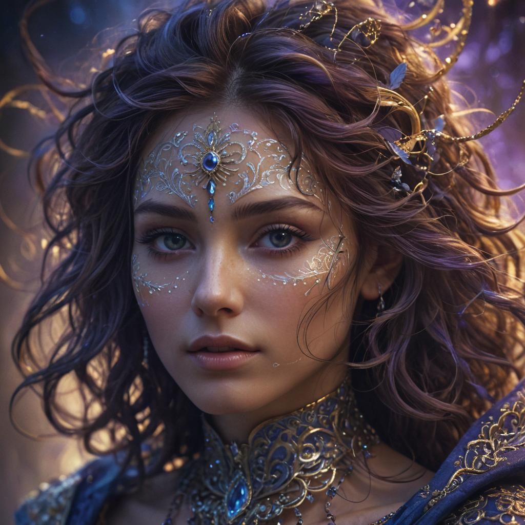 Mystical Face Portrait with Ethereal Glow