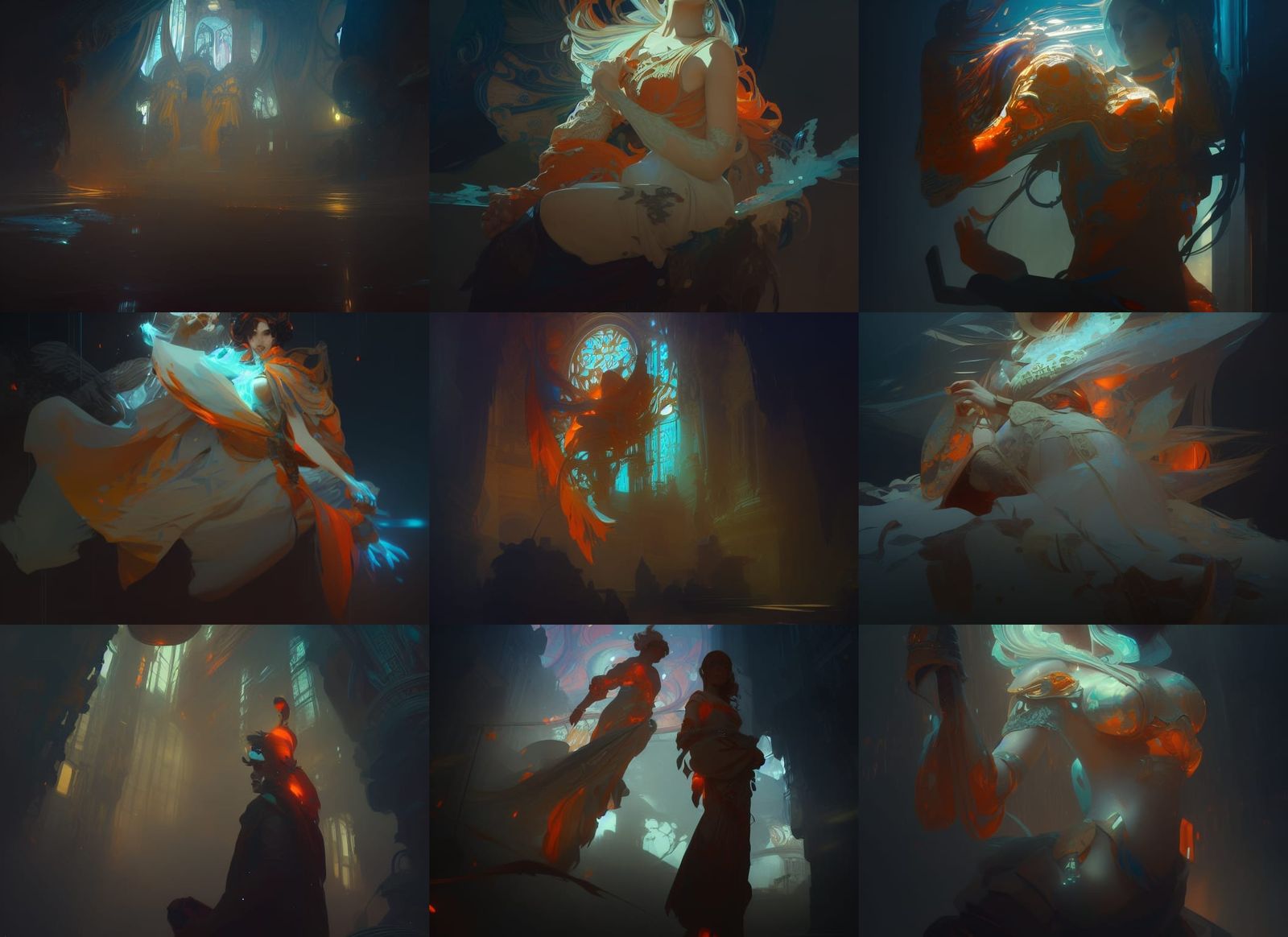 Dynamic Lighting Concept Art in Orange and Teal