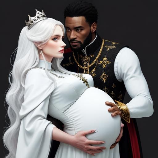 Black King Holds Pregnant White Queen