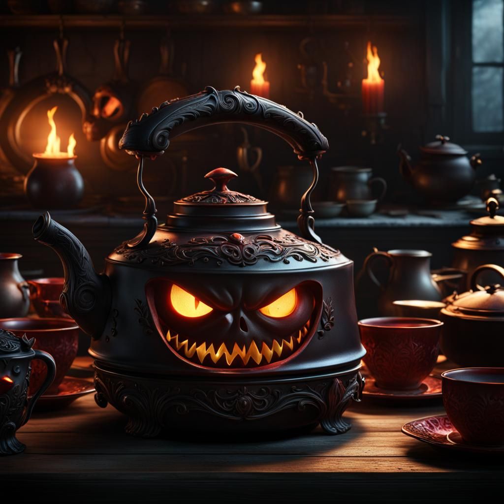 Welcome to hell's kitchen, a scary boiling cup of tea? 👻