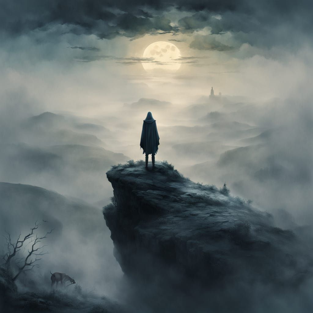 Ethereal Anime Figure Basks in Soft Moonlight