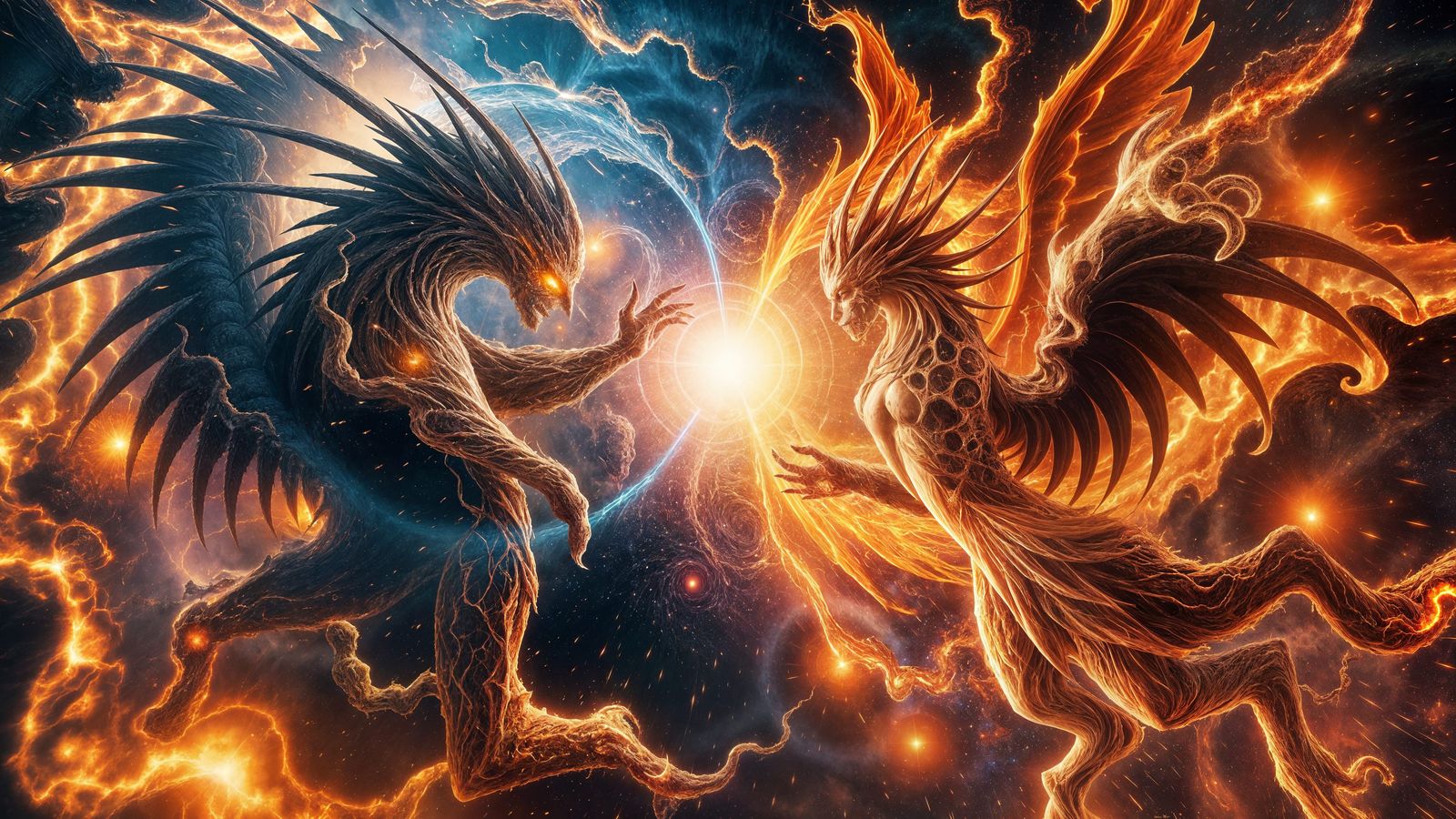 Epic Fractal Gods Confrontation in Celestial Chaos