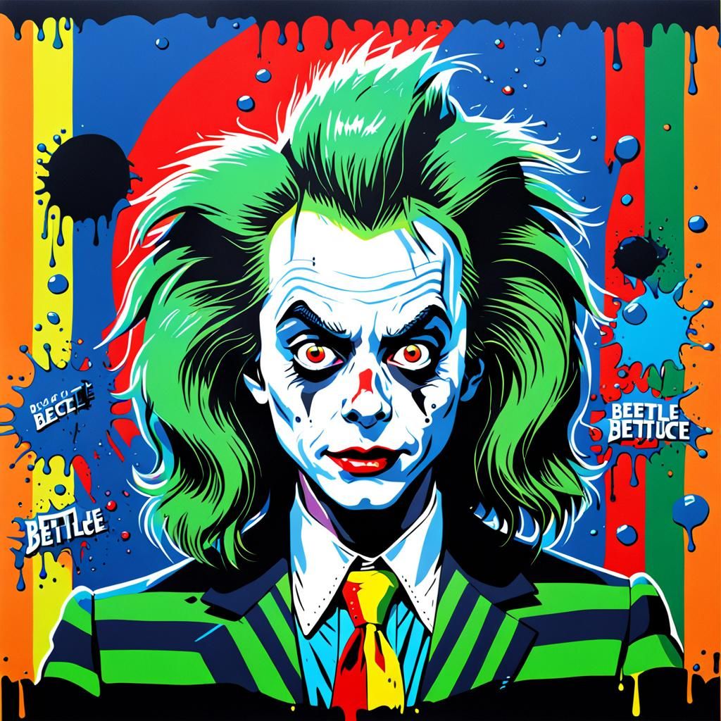 Beetlejuice Pop Art Screen Print in Tricolor