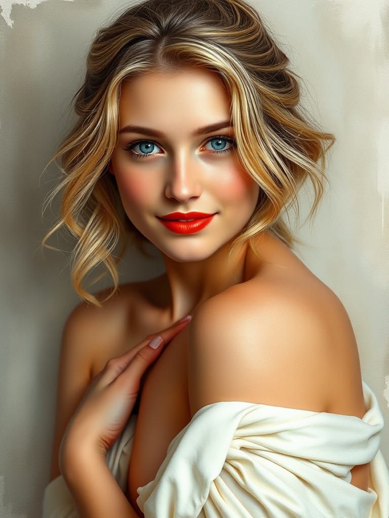 Elegant Greek Goddess in Soft Pastels