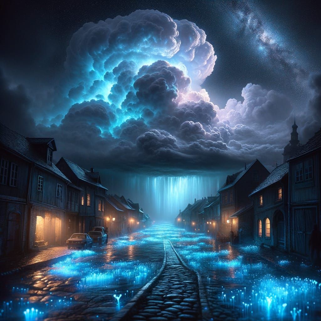 Cosmic Thunderstorm Illuminates Ancient Cobblestone Street