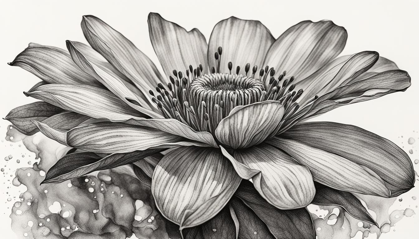 Detailed Botanical Garden Illustration in Ink Style