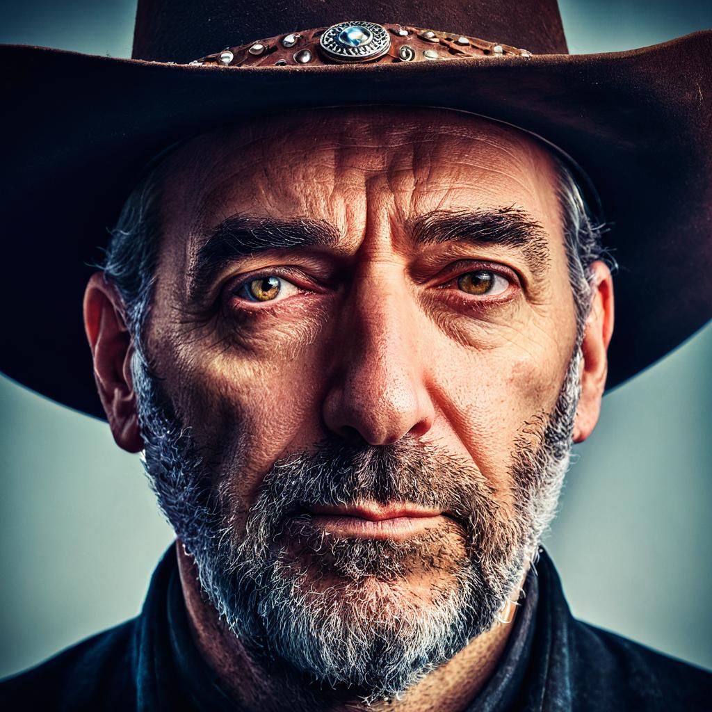 Cowboy Portrait with Intense Expression