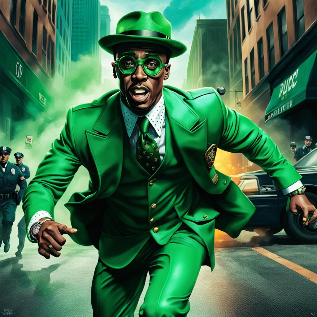 Riddler Chase: Hyperrealistic Splash Art