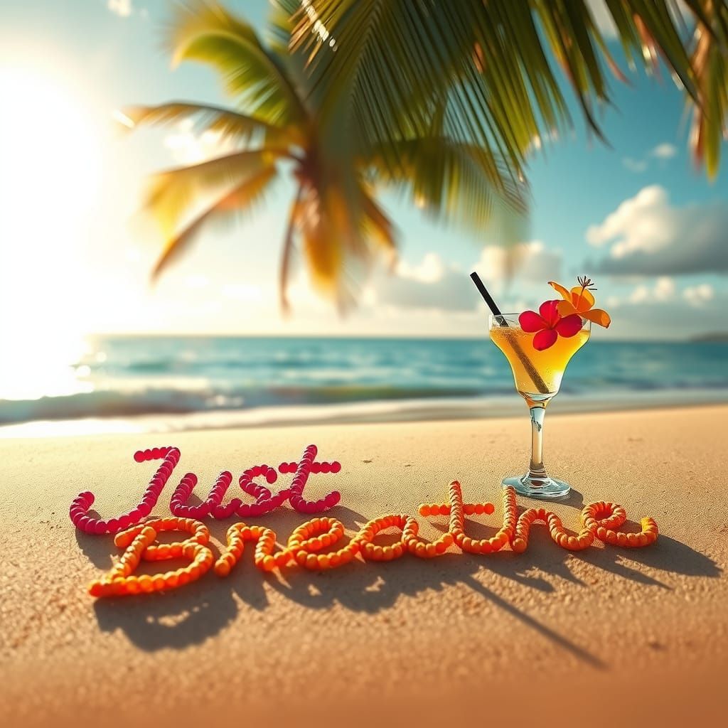 Colorful Calligraphy on a Hawaiian Beach