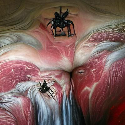 Giant Satanic Goat and Spider in Hell, Hyperrealism