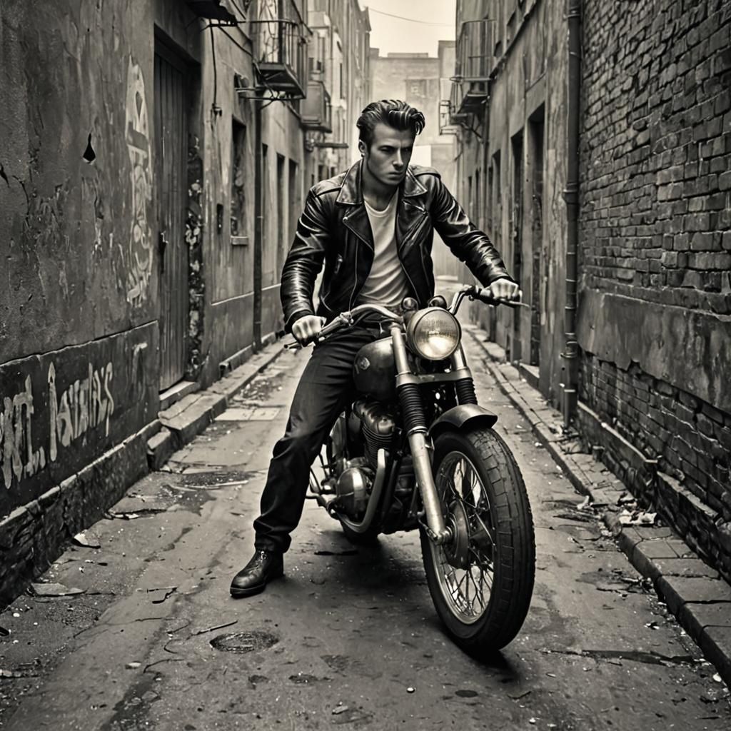 1950s Greaser in Dark Alleyway Art