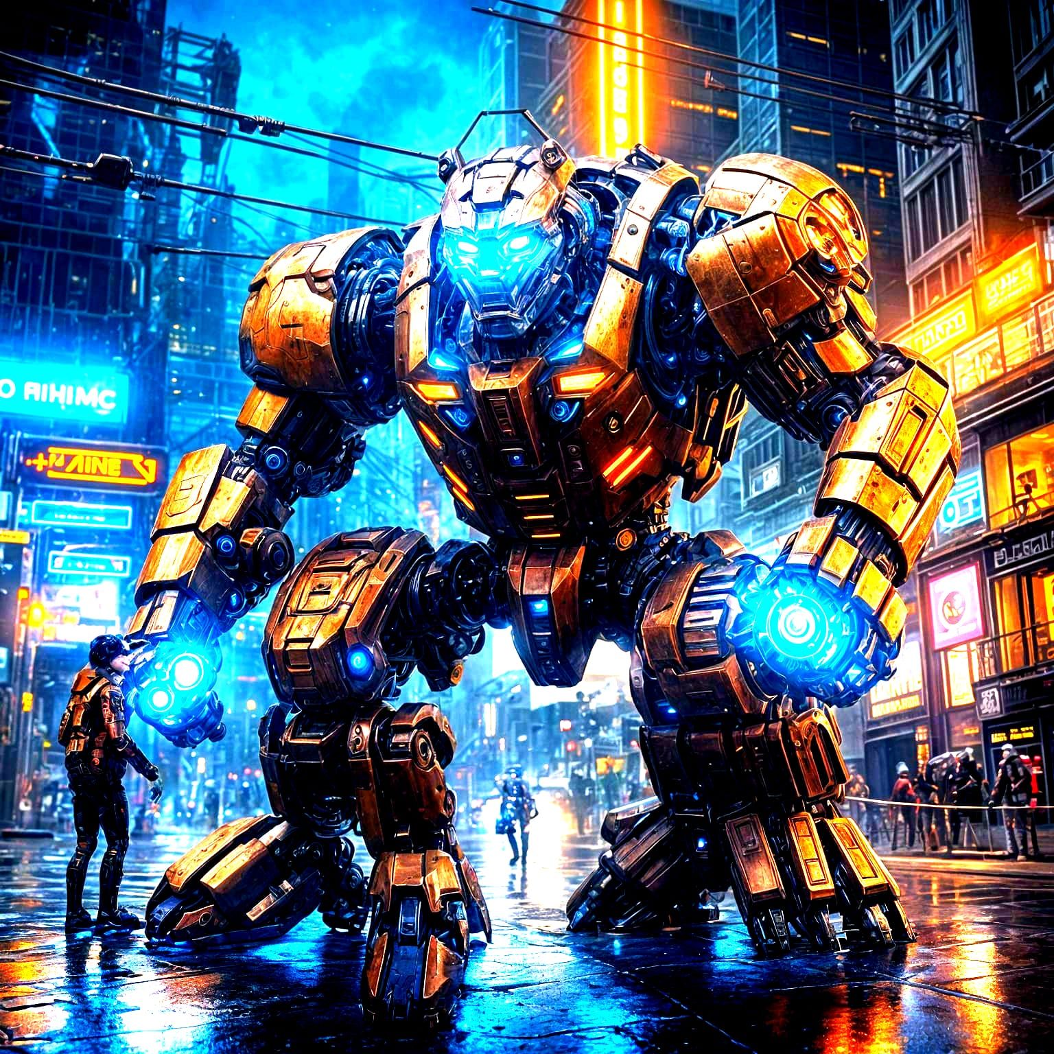 Giant Robot Tiger vs Gorilla in Sci-Fi Battle