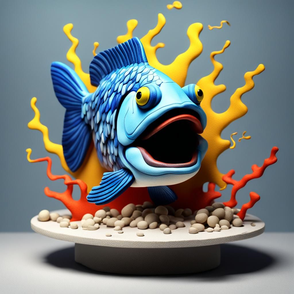 Surreal Claymation Fish with Lightning Effects