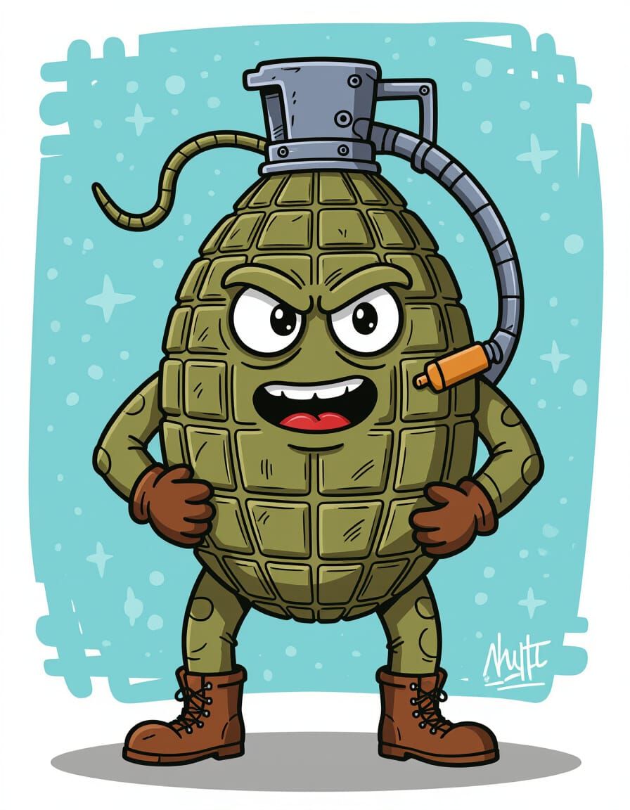 Anthropomorphic Mute Grenade Character Design