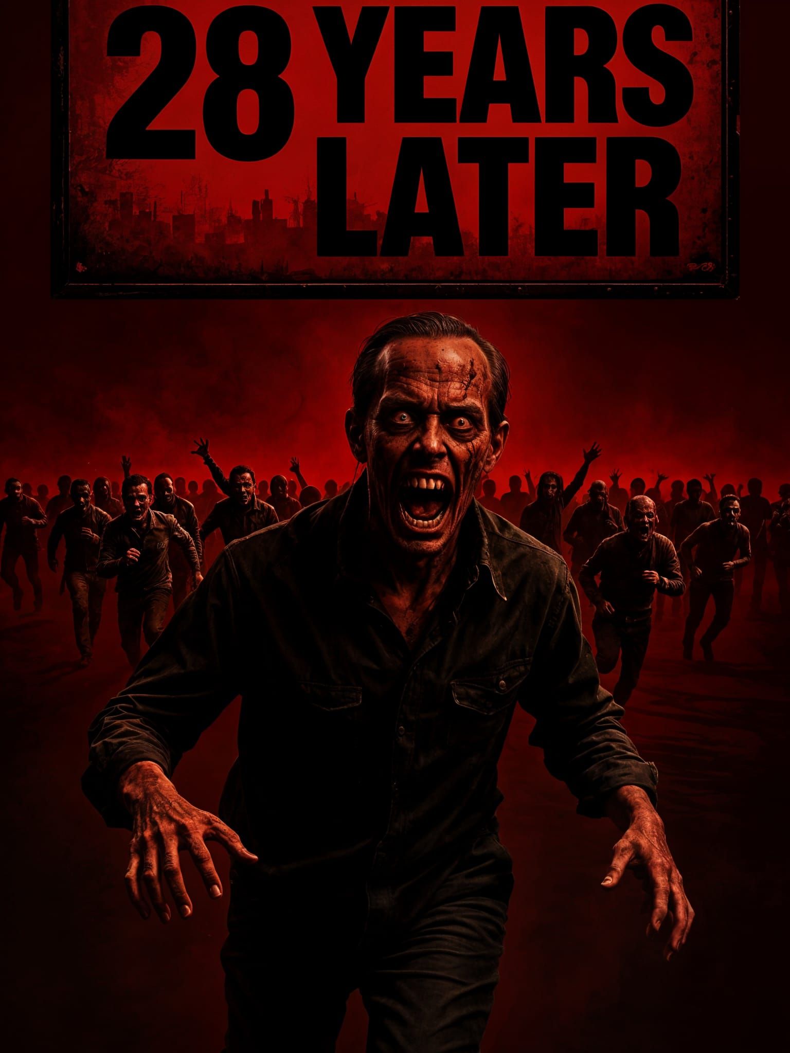 Terrifying Zombie Horde in Cinematic Horror Style