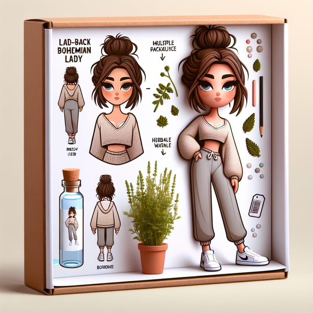 Cartoonish Bohemian Woman Figurine on Retail Shelf