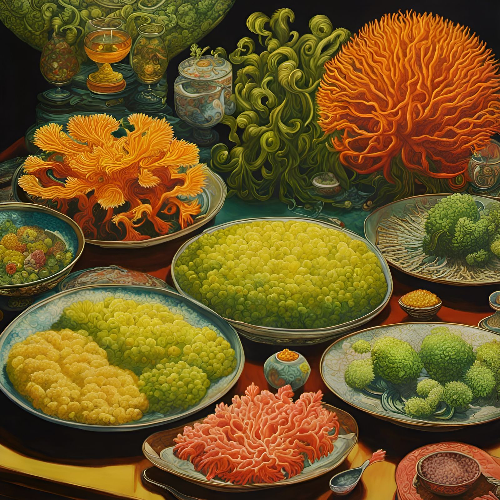 Detailed Food Painting with Neon Colors