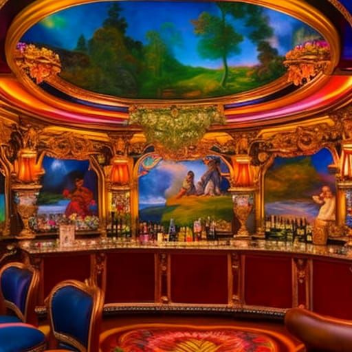 Folies-Bergère Bar: A Hyperdetailed Rainbow Oil Painting