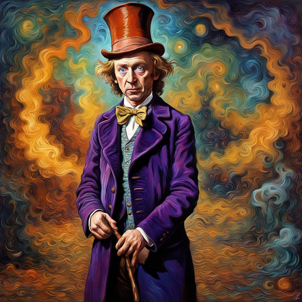Willy Wonka as Grotesque Van Gogh Painting