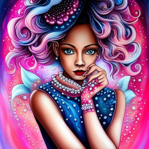 Magical Girl Covered in Jewels and Galaxy Dust