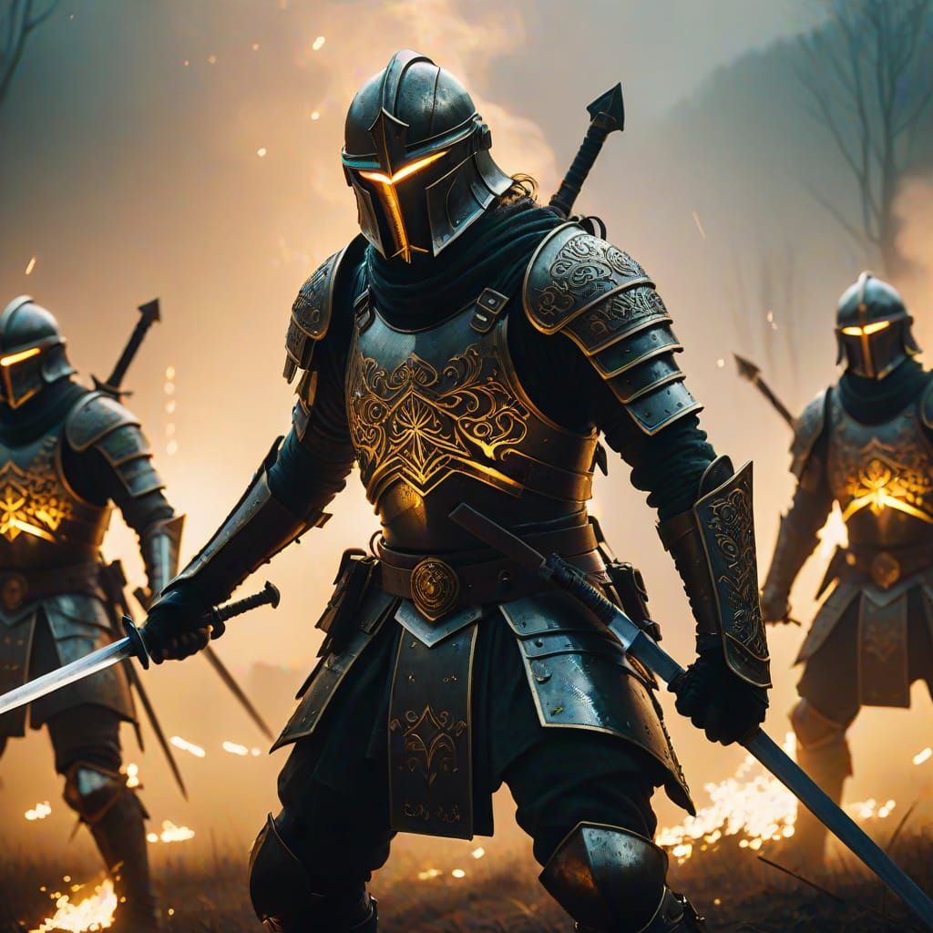 Dark Fantasy Warriors Clash in Epic Battle