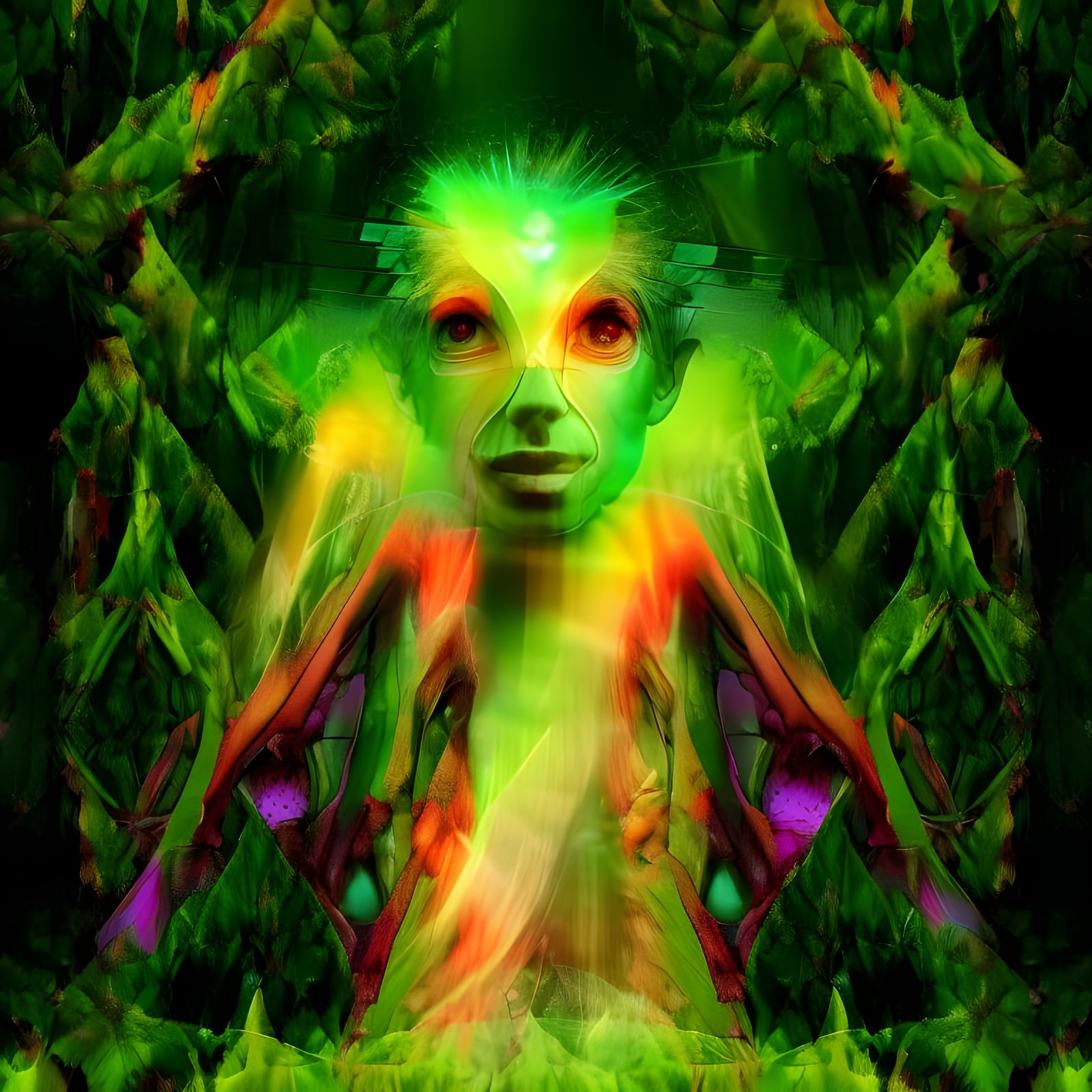 Mystical Faces of Nature in a Colorful Illusion