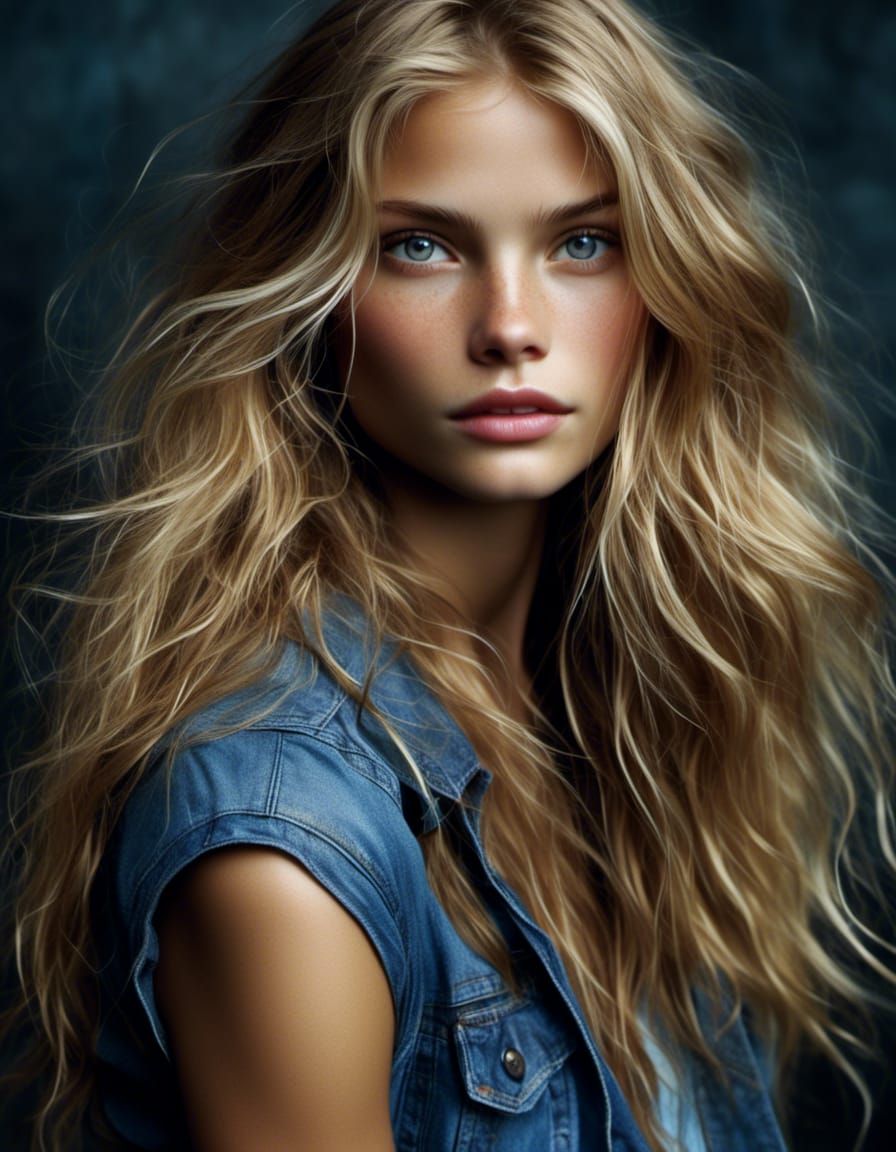 Hyperrealistic Portrait of a Blonde Supermodel