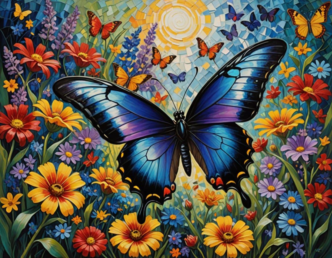 Majestic Swallowtail Butterfly in Vibrant Oil Paint