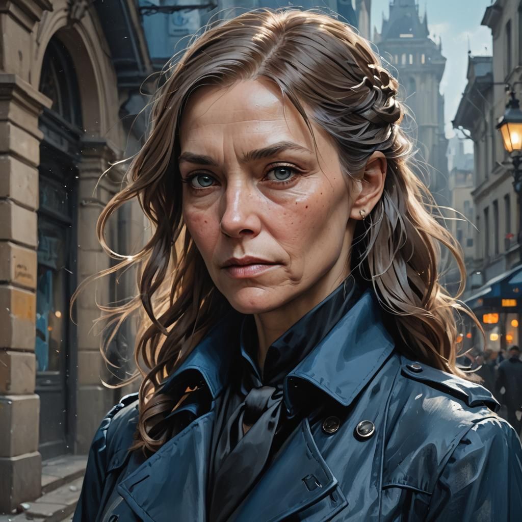 Detailed Portrait of Woman in Blue Dress