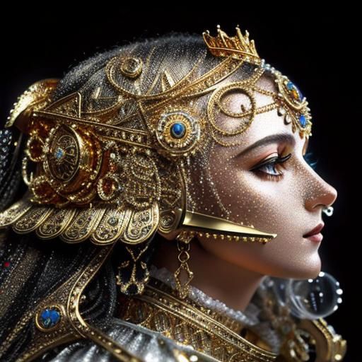 Gold and Silver 3D Rendering in Klimt Style