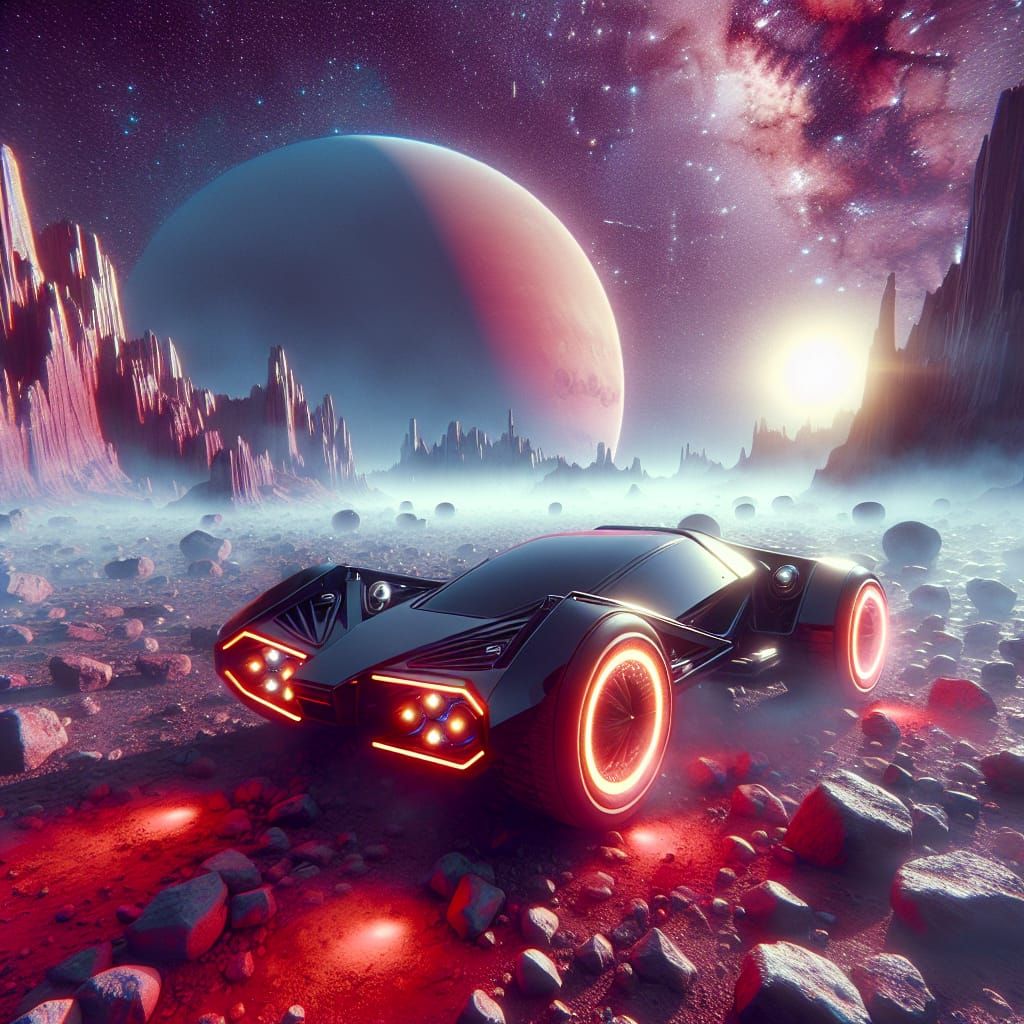 Futuristic Sportscar on Saturn's Moon Titan