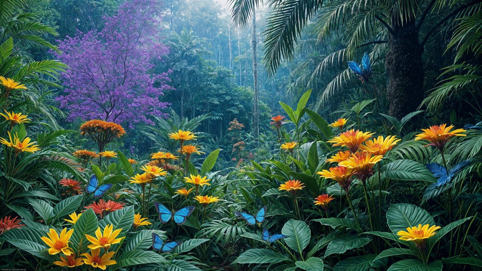 Vibrant Sumatran Jungle Landscape in Hyperrealistic Style