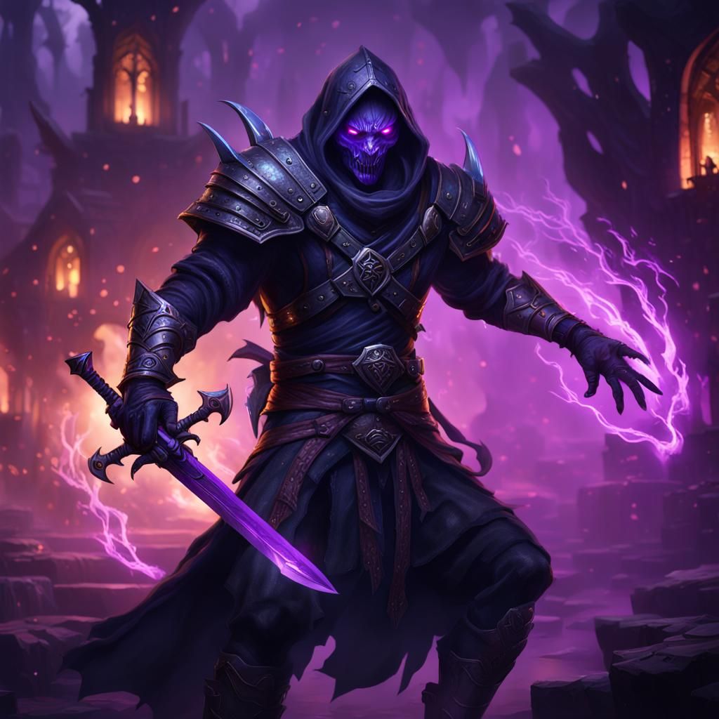 Shadar-kai Shadow Assassin with Purple Eyes