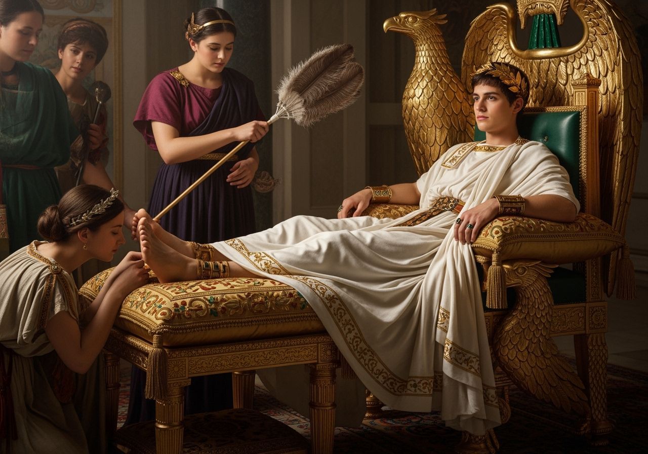 Young Emperor on Eagle Throne, Inspired by Caravaggio