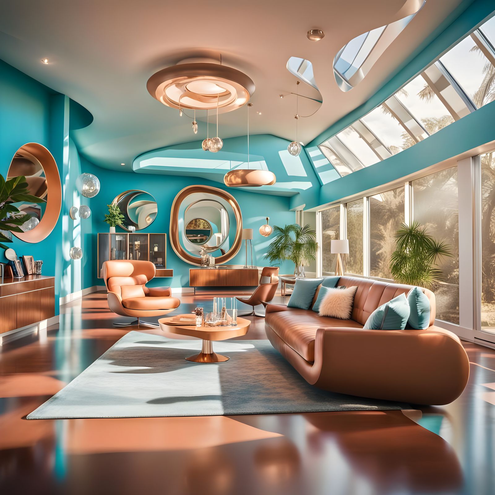 Mod Space Home of Tomorrow, in Retro-Futuristic Style