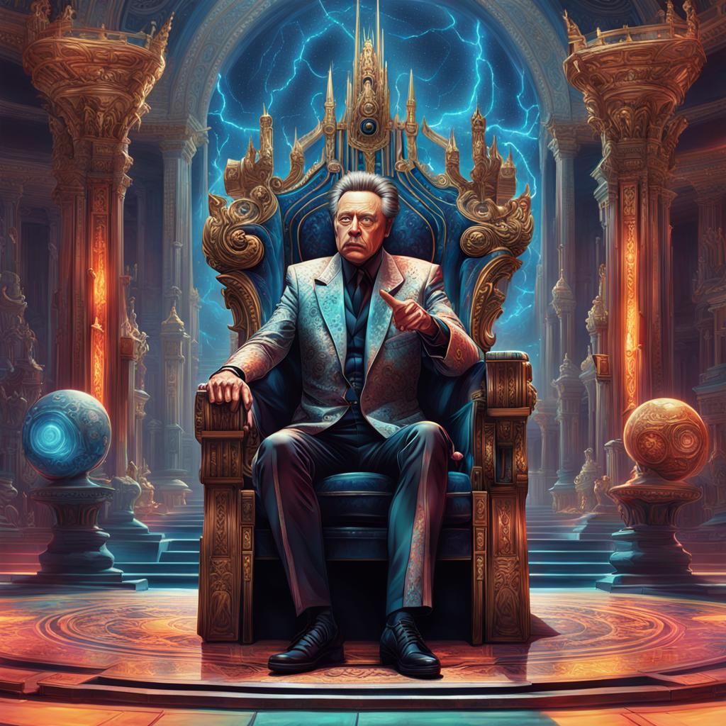 Futuristic Emperor Shouting in Rage: Digital Art