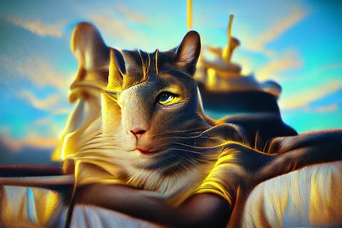 Regal Cat King in Golden Light, Oil Painting