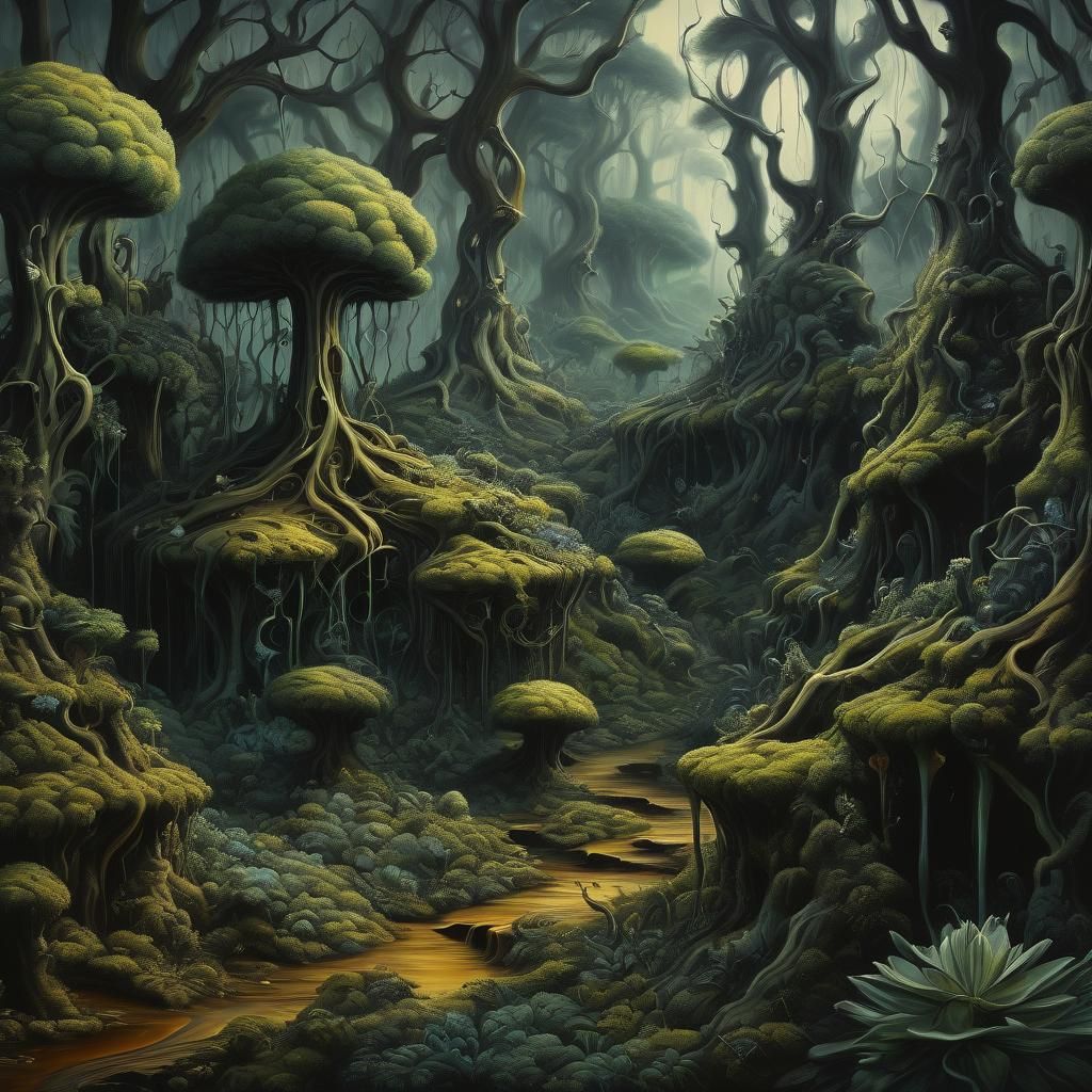 Surreal Melting Forest in Salvador Dali Style