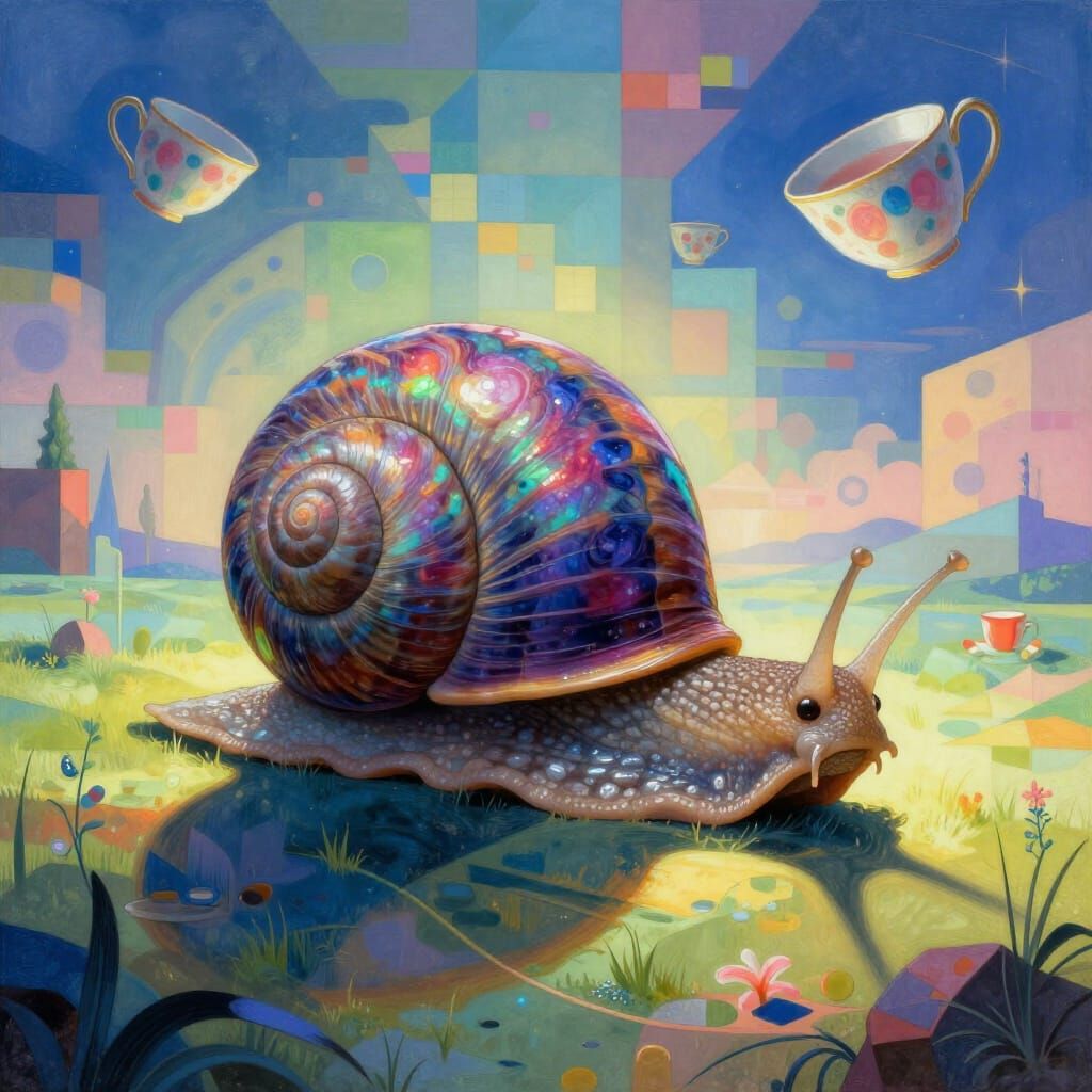 Galactic Snail in Surreal Dreamscape