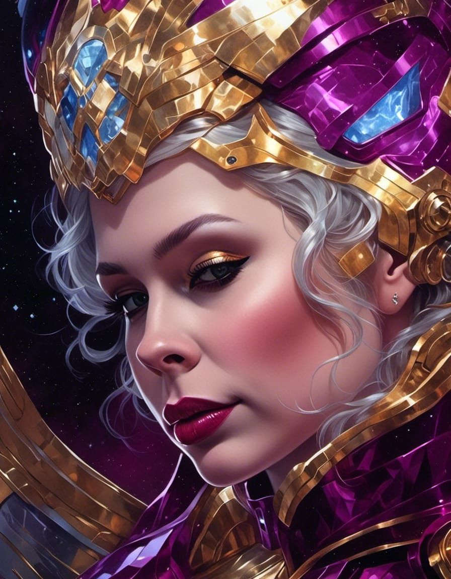 Woman in Silver and Blue: Hyper-Realistic Sci-Fi Art