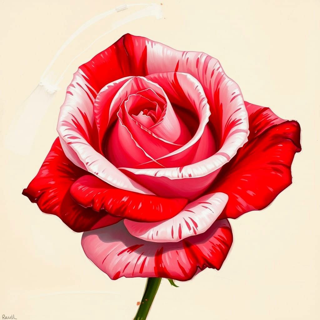 Red and white marbled rose
