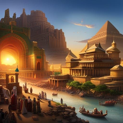 Sunset Over Ancient Egyptian City Wall