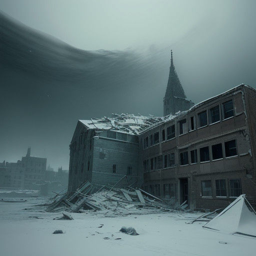 Abandoned Post-Apocalyptic Town Under Snowfall Cinematic Hor...