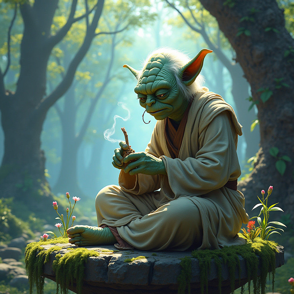 Yoda Rolls a Joint in Enchanted Forest