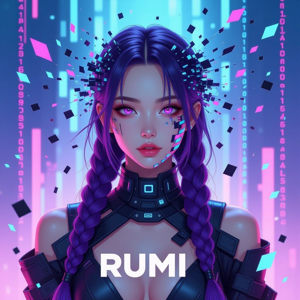 Glitch Art Portrait of a Kpop Idol in Cyberpunk Style