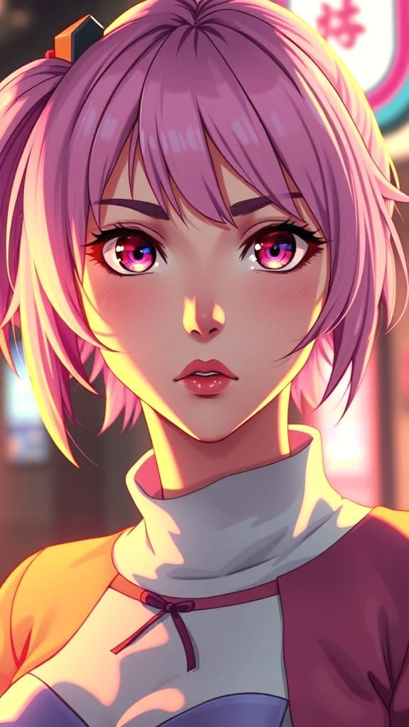 High-Fashion Anime Model Portrait in 3D Art Style